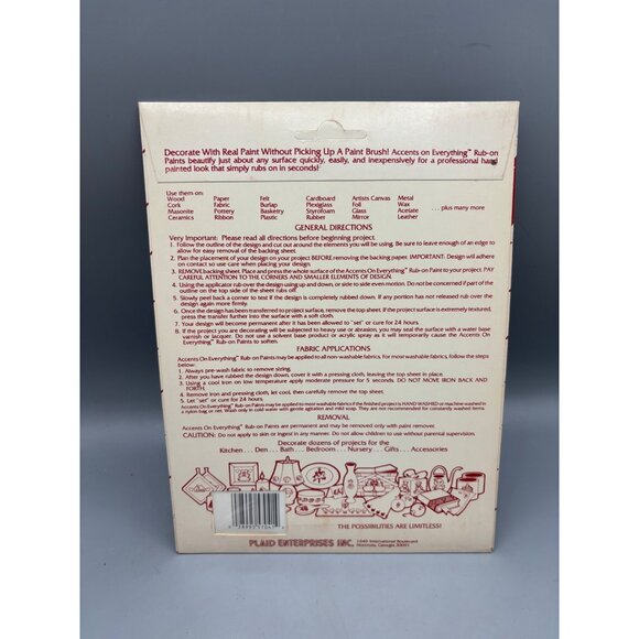 Vtg Plaid Accents On Everything Rub-On Paints Delft Blue Design Floral Craft Dec - Picture 2 of 3